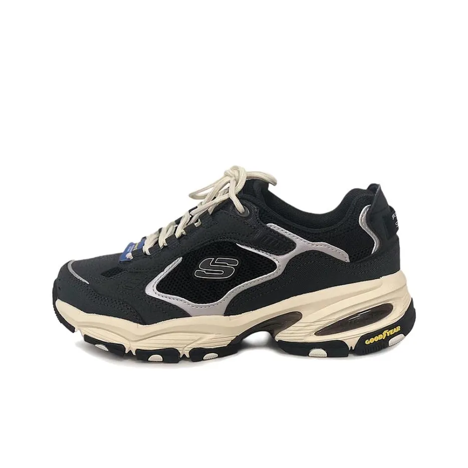 Skechers AIR COOLED MEMORY Устойчивый к истиранию Дышащая Походная обувь Женская Черный Бежевый Серебряный