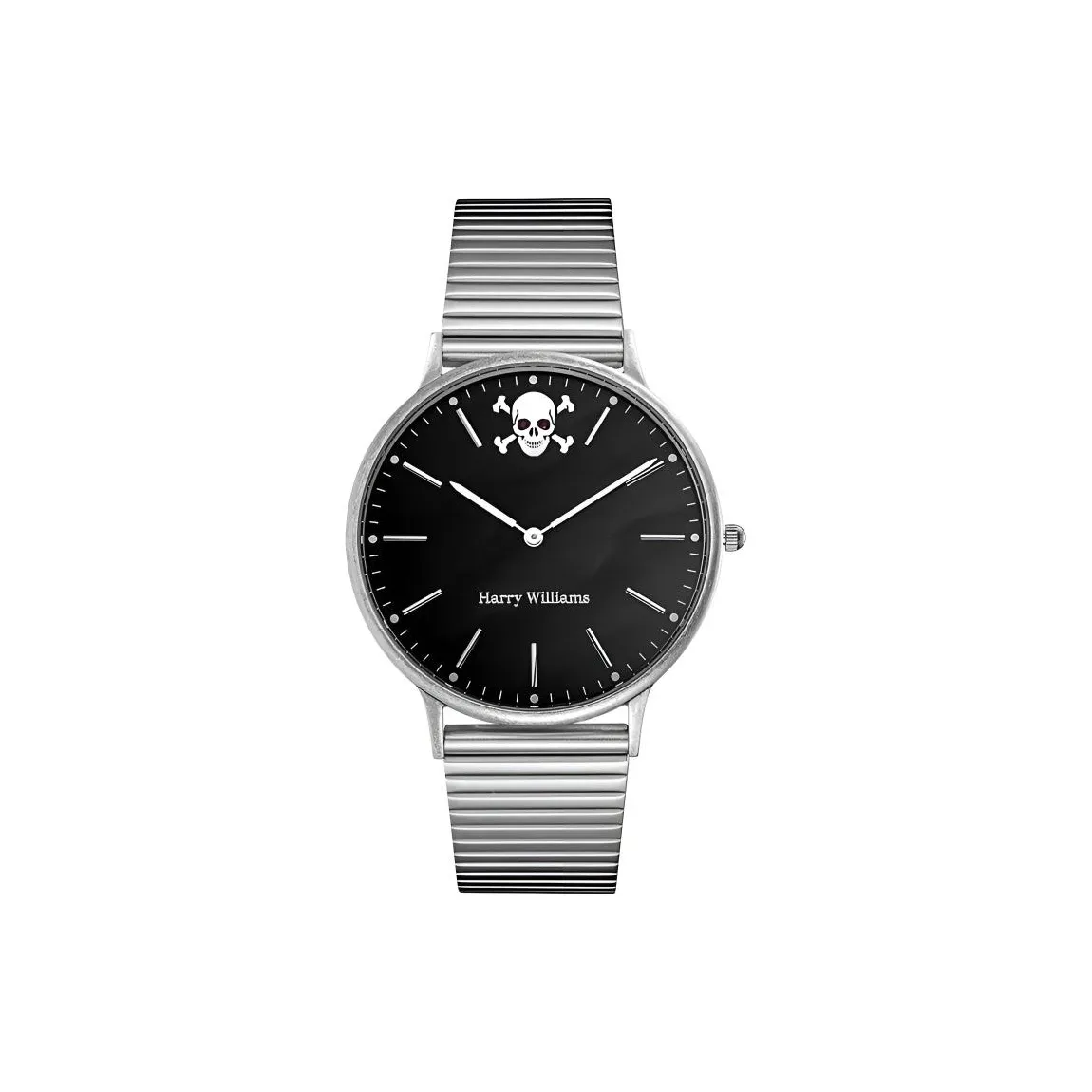 HARRY WILLIAMS Черепа Наручные часы Кварцевый механизм Коровья кожа Ремень Белый циферблат Мужские часы Премиум-коробка
