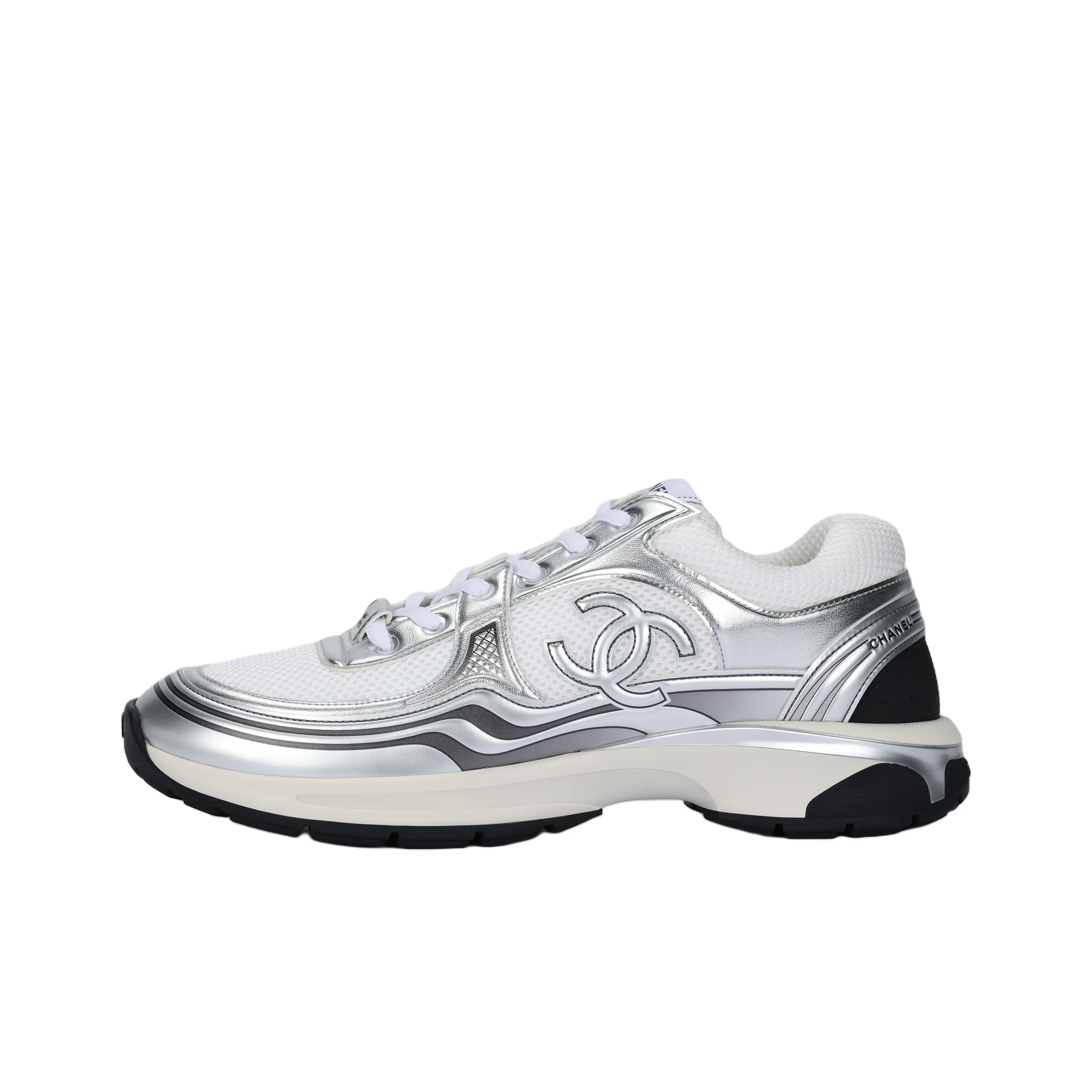CHANEL CC Logo Sneaker 'White Silver' Men's
