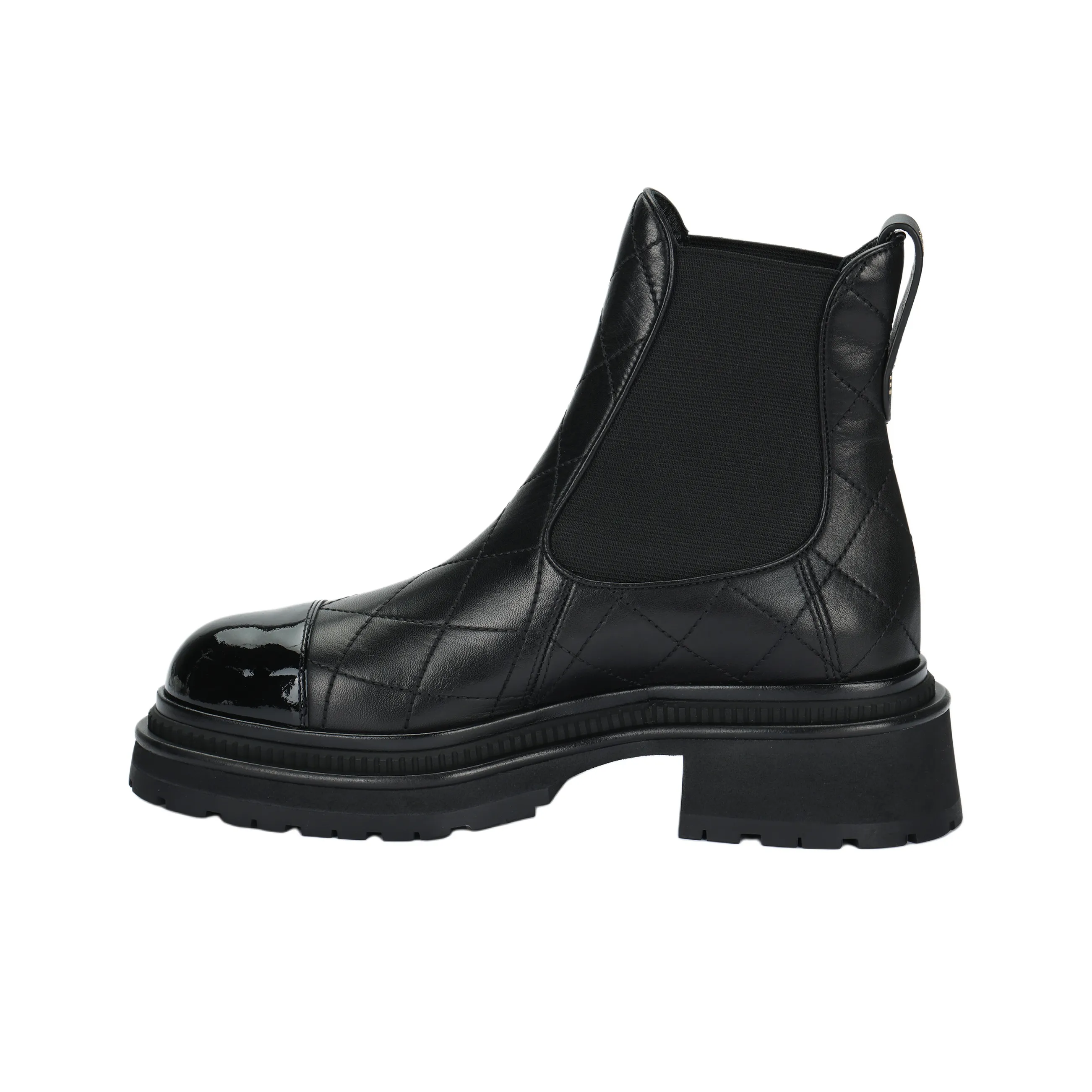 CHANEL Short Chelsea Boots 4cm Women's Black
