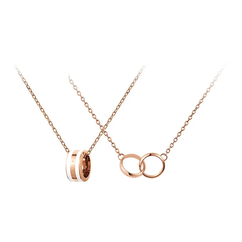 Daniel Wellington Alloy Necklaces Women's Ceramic White & Rose Gold