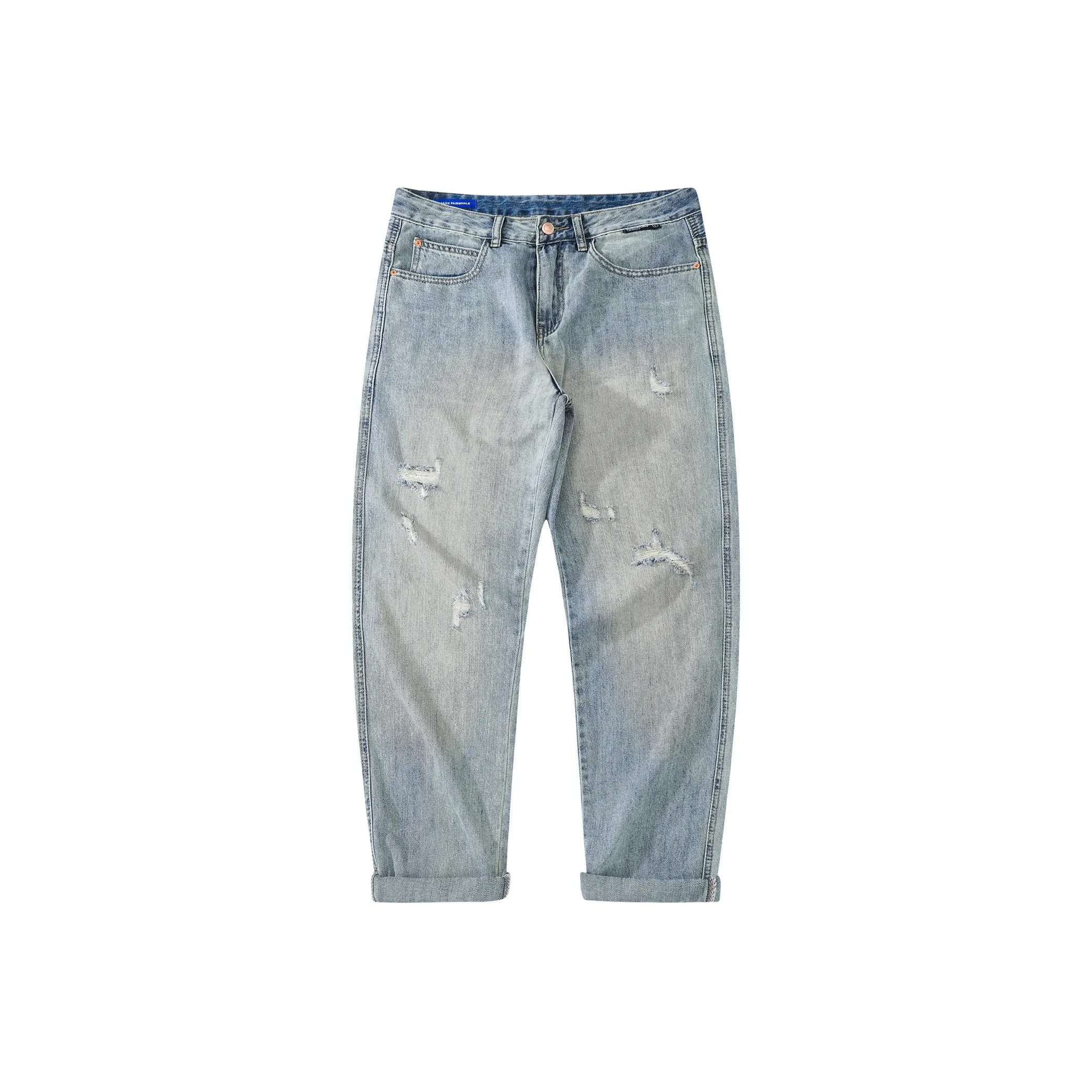 FAIRWHALE Джинсы Весенние Летние Унисекс Джинсовый Синий Набор в Подарочной Коробке
