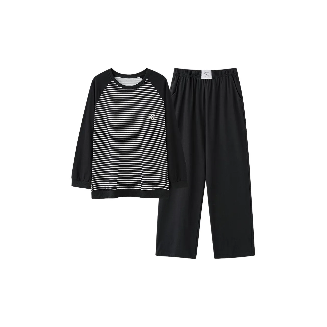 QIAOJIAREN Черно-белый полосатый женский пижамный комплект