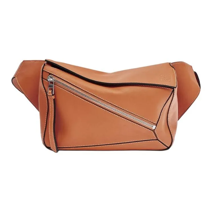 LOEWE Puzzle Litchi Grain Calfskin Geometric Puzzle Bag Transformable Fanny Pack Trumpets Men's Brown