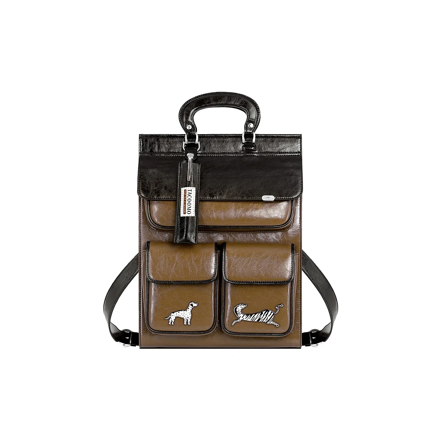 Great Dog and Black Horse Микрофибра Кожа Рюкзак Большой Женский Черный Коричневый