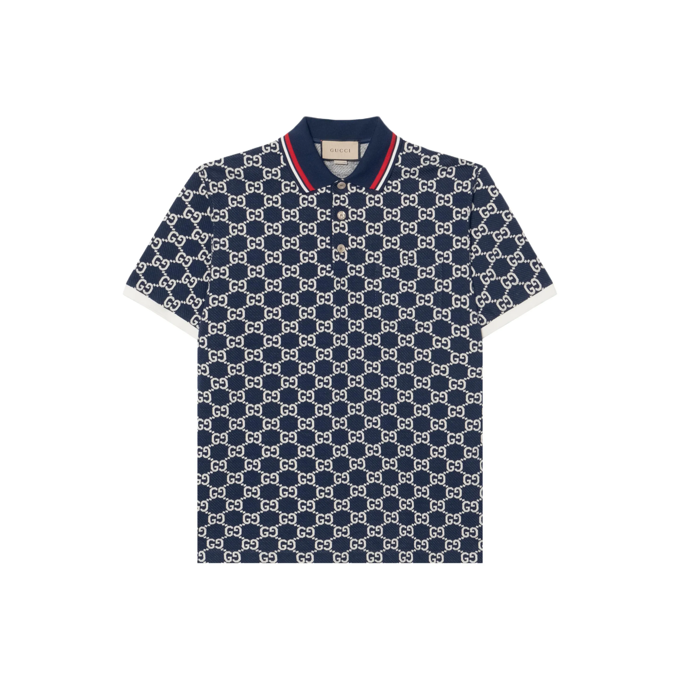 GUCCI GG Jacquard Jersey Polo Shirt Blue