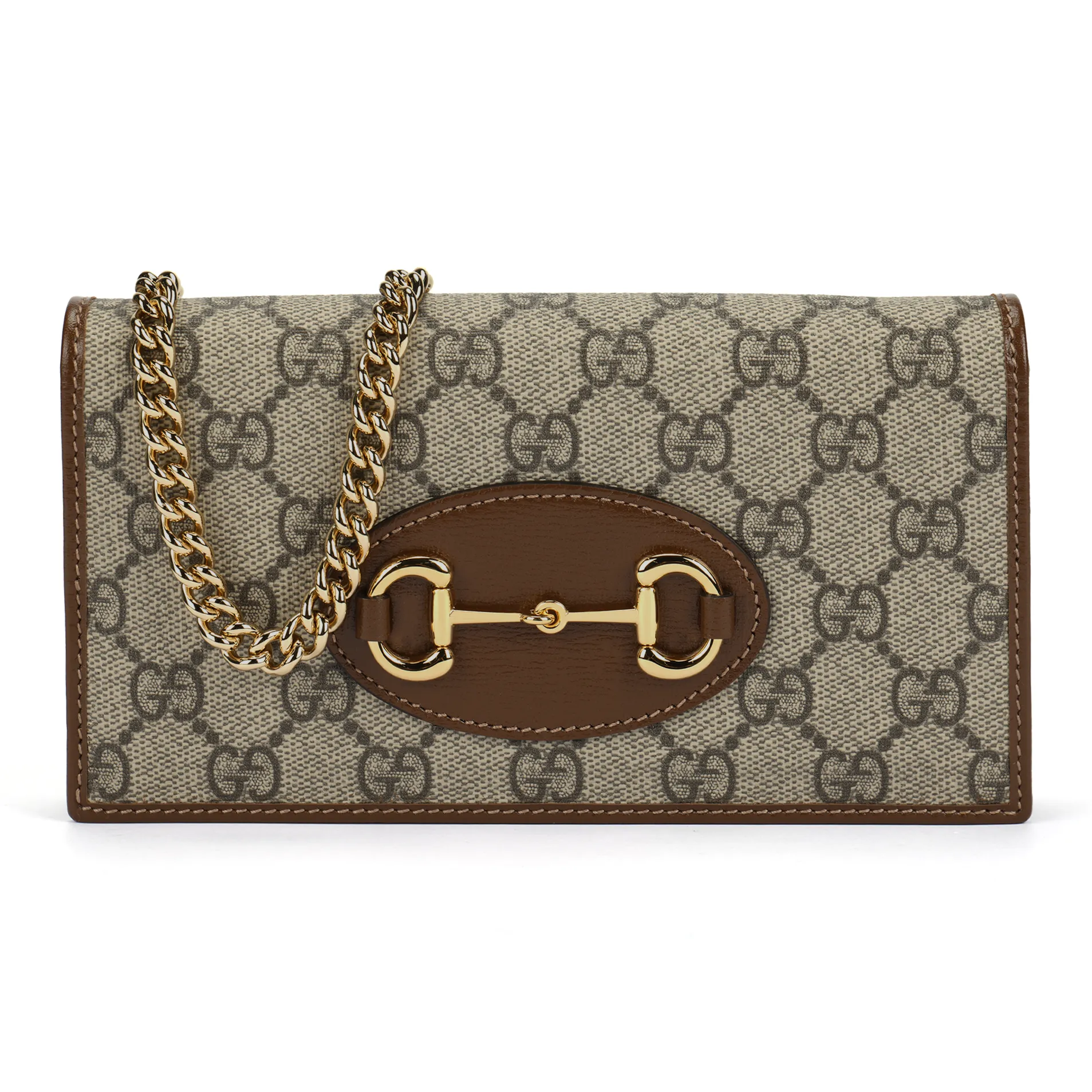 GUCCI Horsebit 1955 Canvas With Leather Shoulder Bag, Crossbody Bag Women's Ebony & Brown