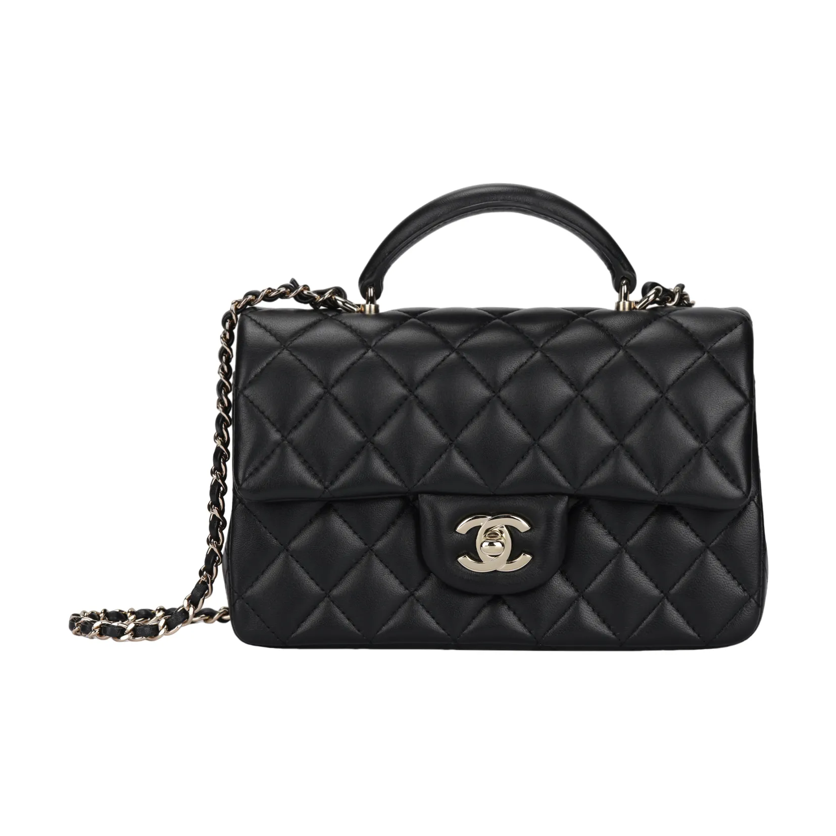 CHANEL Classic Flap CF Lambskin Flap Bag, Handbag, Shoulder Bag, Crossbody Bag Mini Women's Black