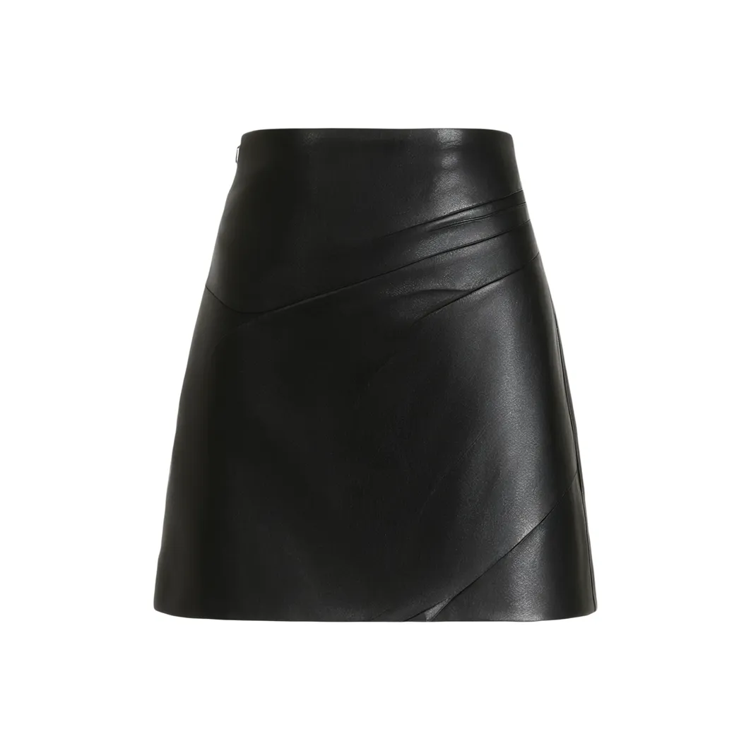 POWXV Кожаные короткие юбки женские