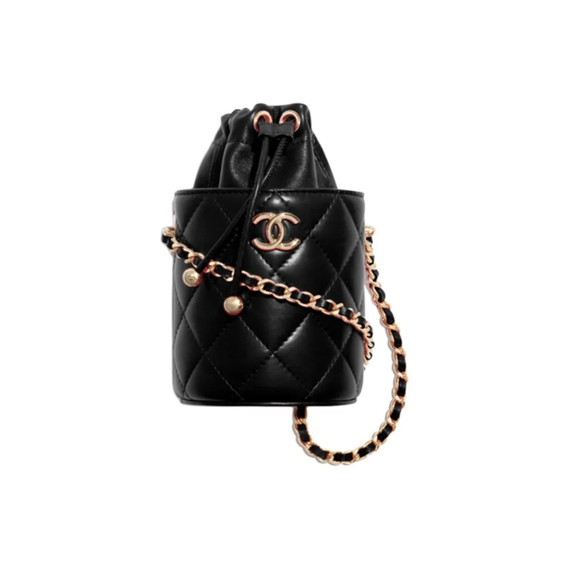 CHANEL Lambskin Bucket Bag, Shoulder Bag, Crossbody Bag Trumpets Women's Black