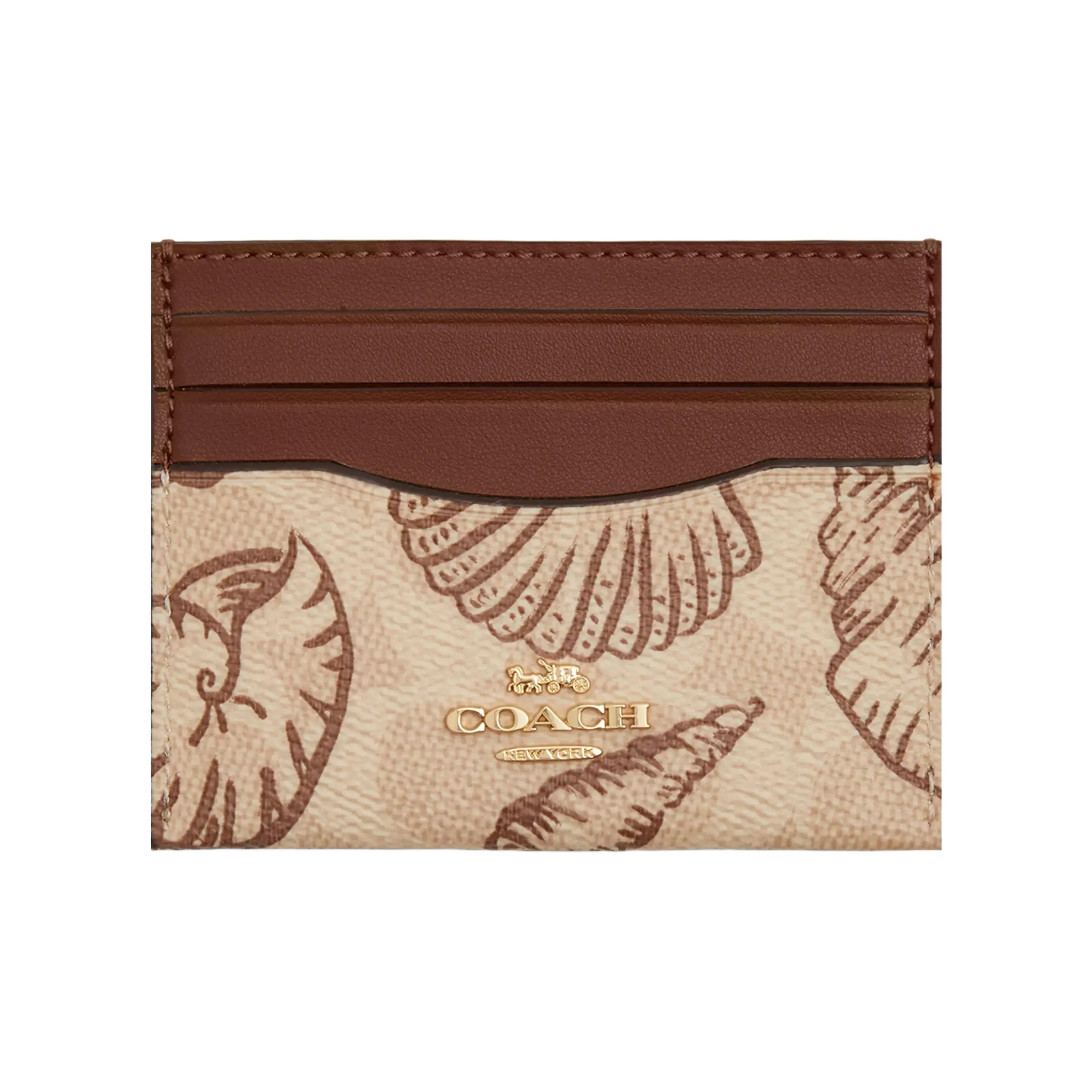 Coach SignatureCanvas Покрытый холст Картхолдер Мини Женские Песочный