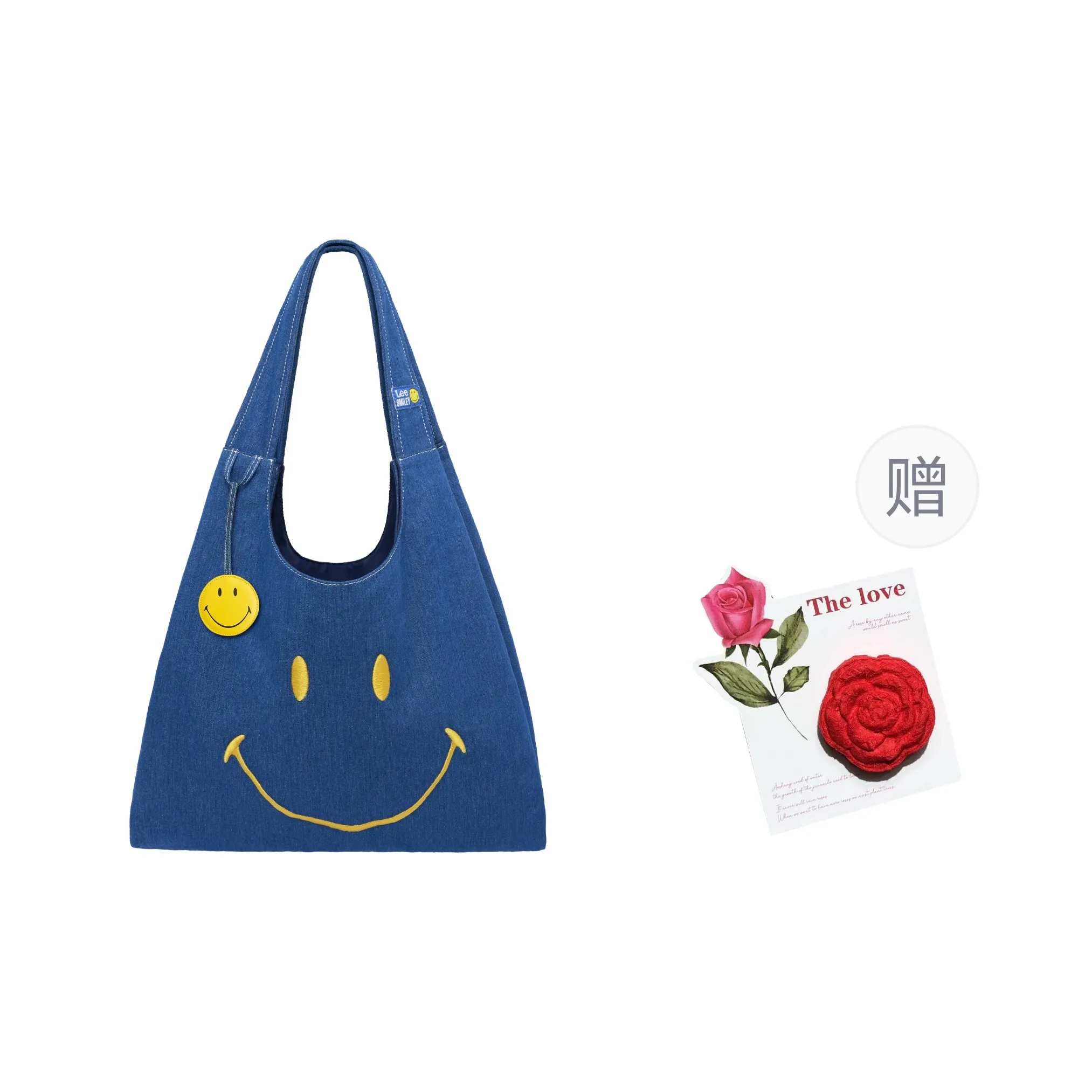 Lee Smiley® Collaboration Fabric Tote Bag, Shopping Bag, Shoulder Bag Regular Unisex Denim Blue