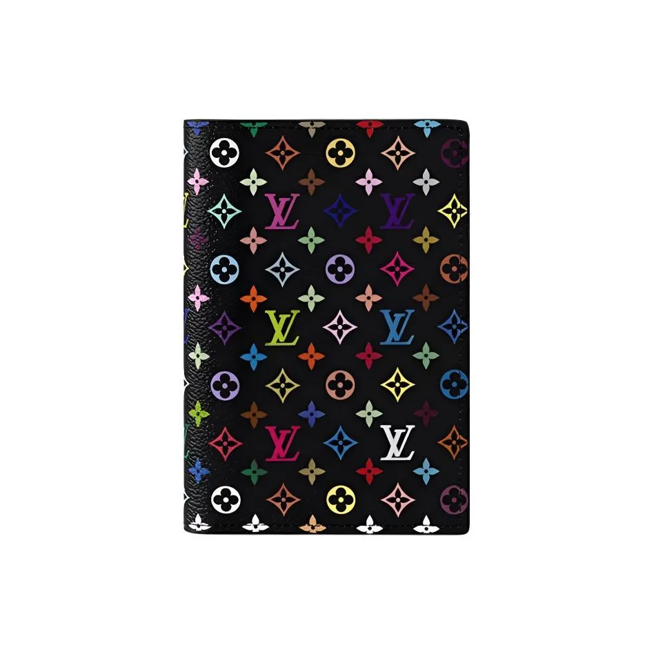 LOUIS VUITTON X Takashi Murakami Passport Cover Black Multicolored