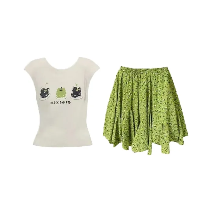 COVT Светло-зеленый топ + короткая юбка женские комплекты с юбкой