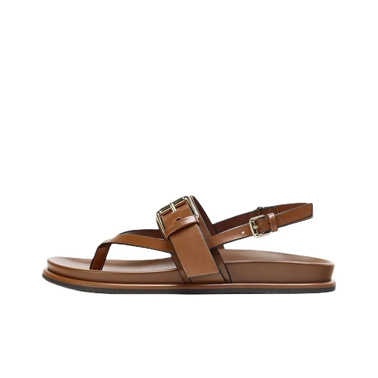 ZARA One Ремень Сандалии 2,5 см Женские Коричневый