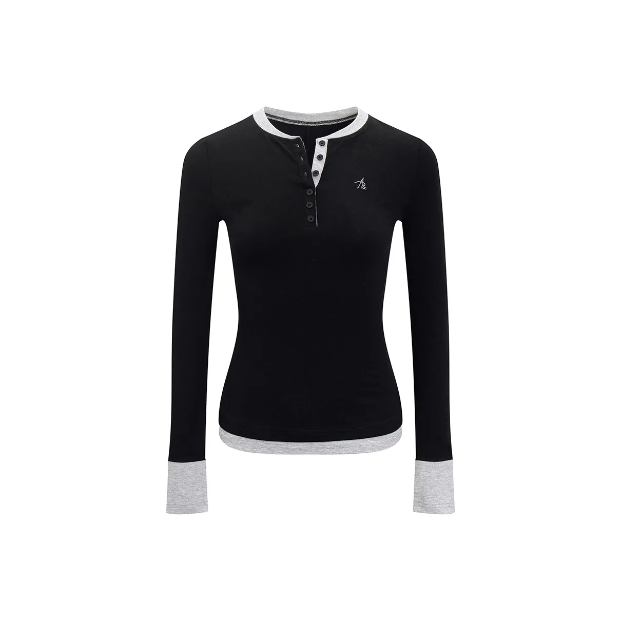 Ariseism Дизайн Фокусированный Воротник Генри Mock Двухкомпонентная Длинная Рукавная Рубашка для Женщин Осенняя Облегающая Крой Топ для Женщин