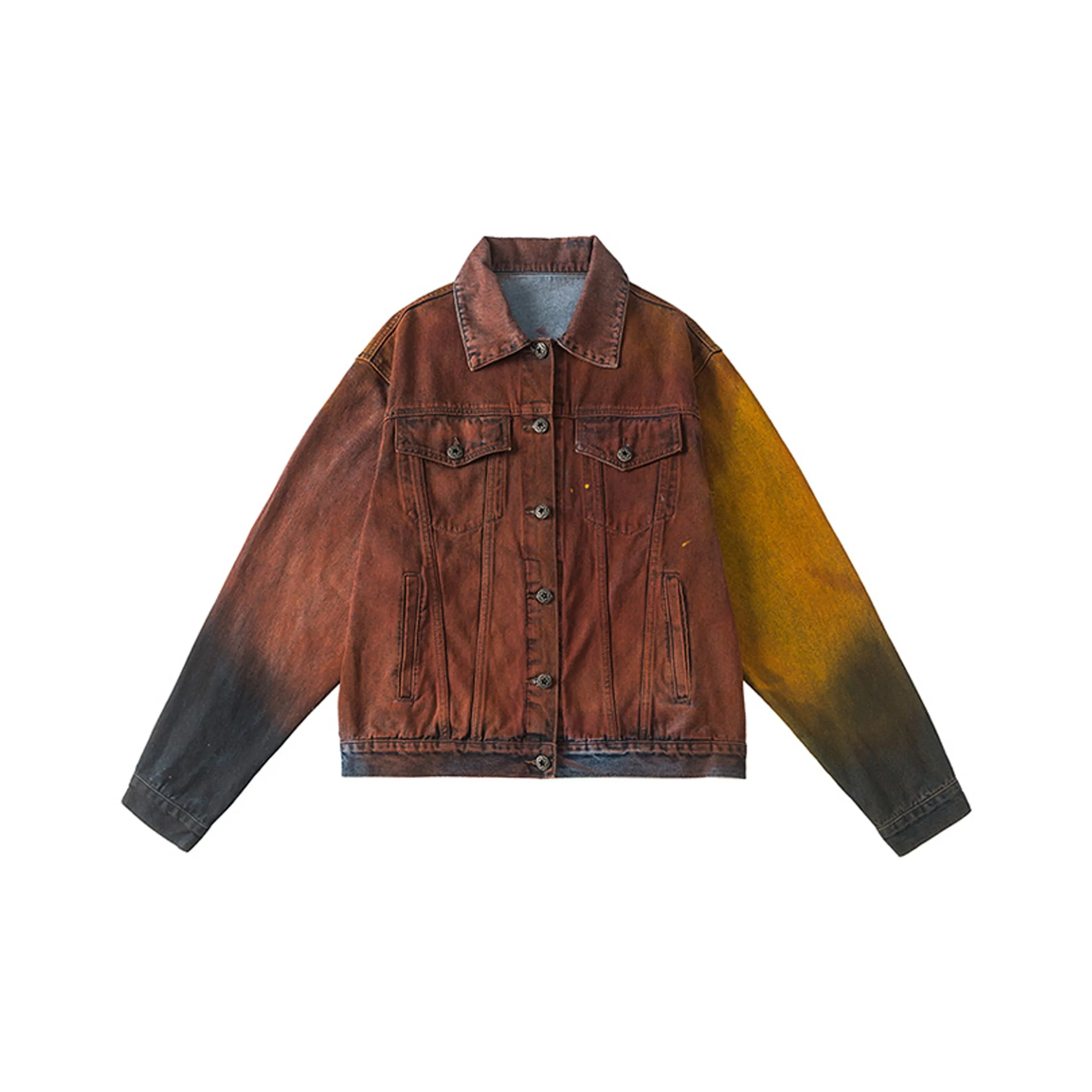 TAOKK Градиентный Коричневый Унисекс Джинсовые куртки