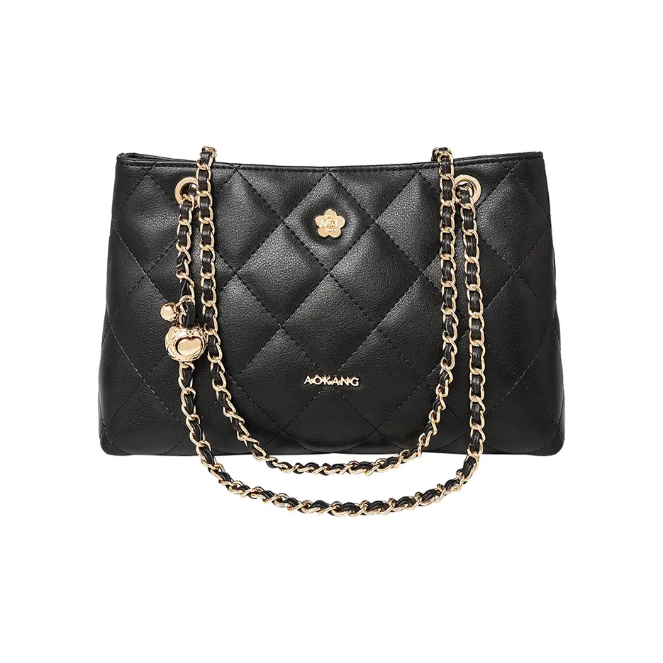 AOKANG Коровья кожа Тоут с узором "Ромб" сумка с цепочкой подмышечная сумка через плечо средний размер женский черный белый
