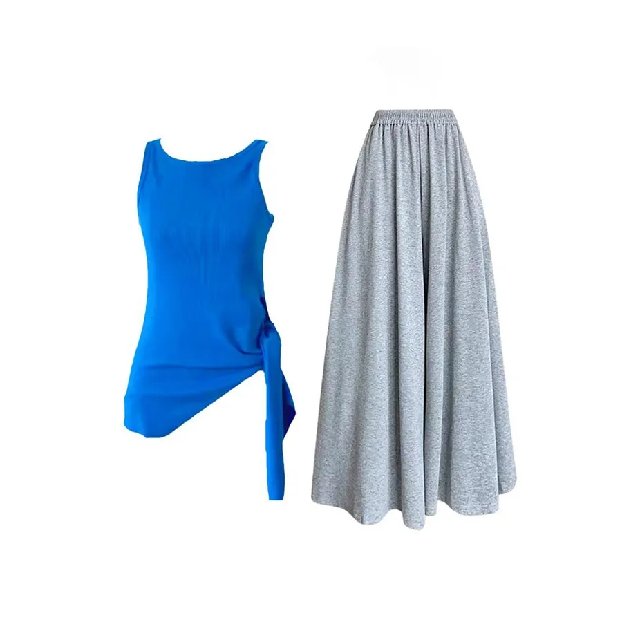 MARIE·COCO Синий топ + Брюки Женские Повседневные костюмы