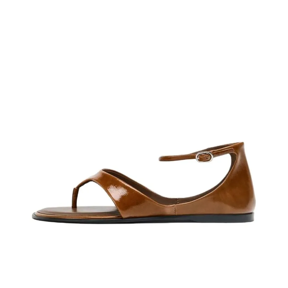 ZARA One Ремень Сандалии 1см Женские Коричневый