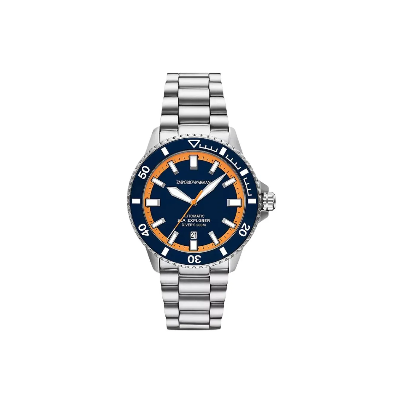 EMPORIO ARMANI Мужские часы Автоматический механический механизм ремешок из нержавеющей стали 42 мм синий циферблат