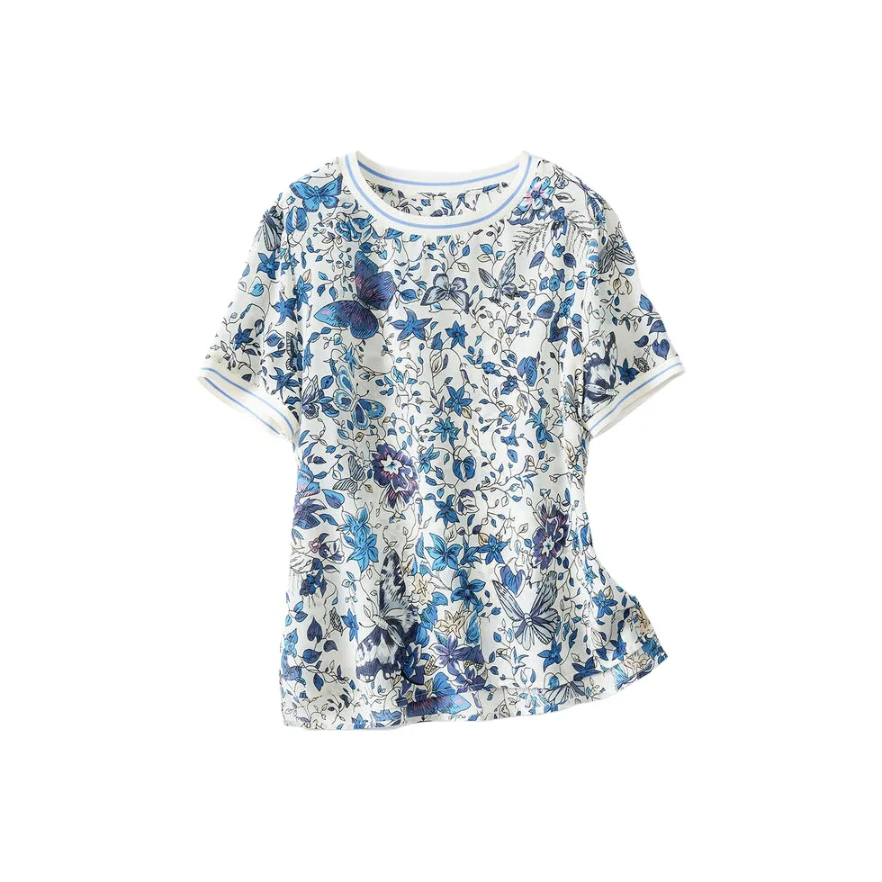 JINJU Синяя бабочка Цветочный Женские Т-рубашки