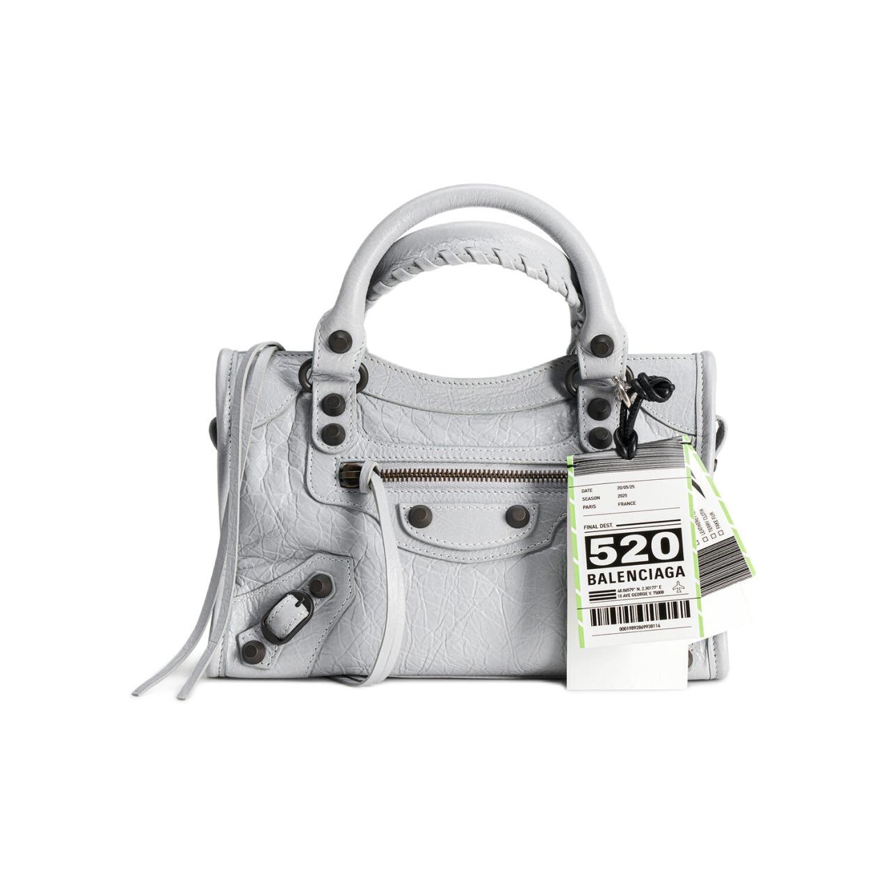 BALENCIAGA Mini Shopping Bag グレー Balenciaga Mini Shopping Bag in Grey Leather and SHW – LuxeLover