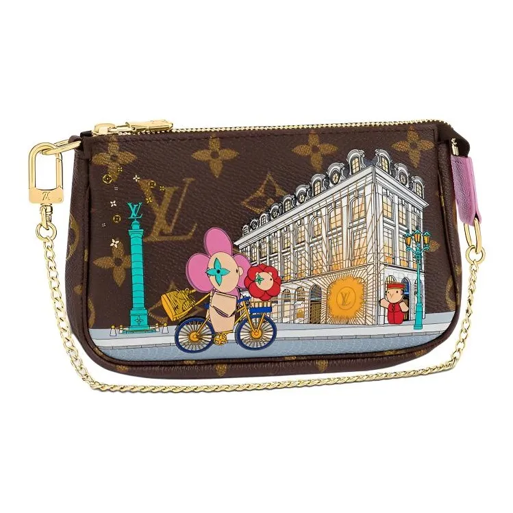LOUIS VUITTON Mini Pochette Accessoires Vivienne Holiday Monogram Canvas/Pink