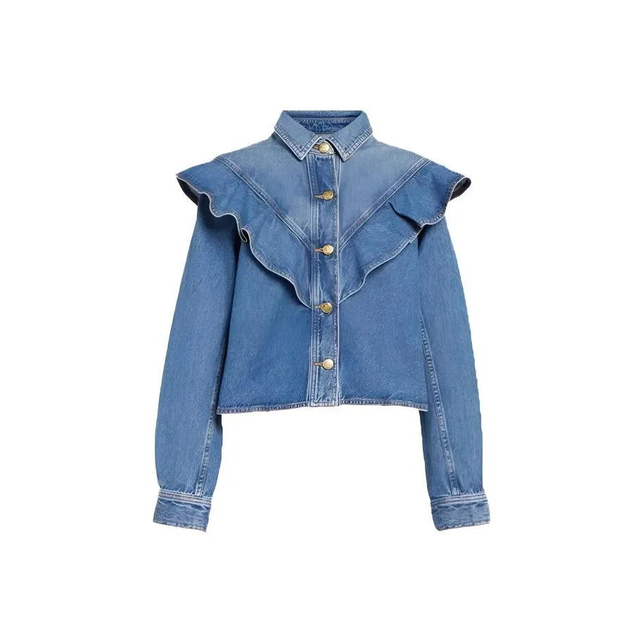 Leather Cat Denim Jacket Women's