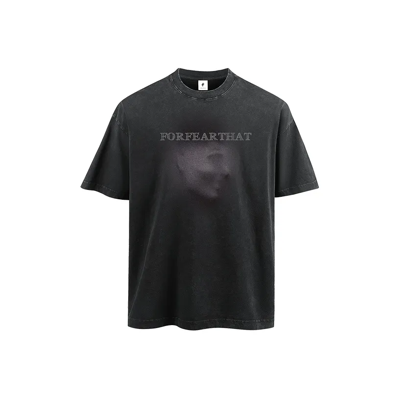 FOR FEAR THAT Промытый черный Унисекс Футболка