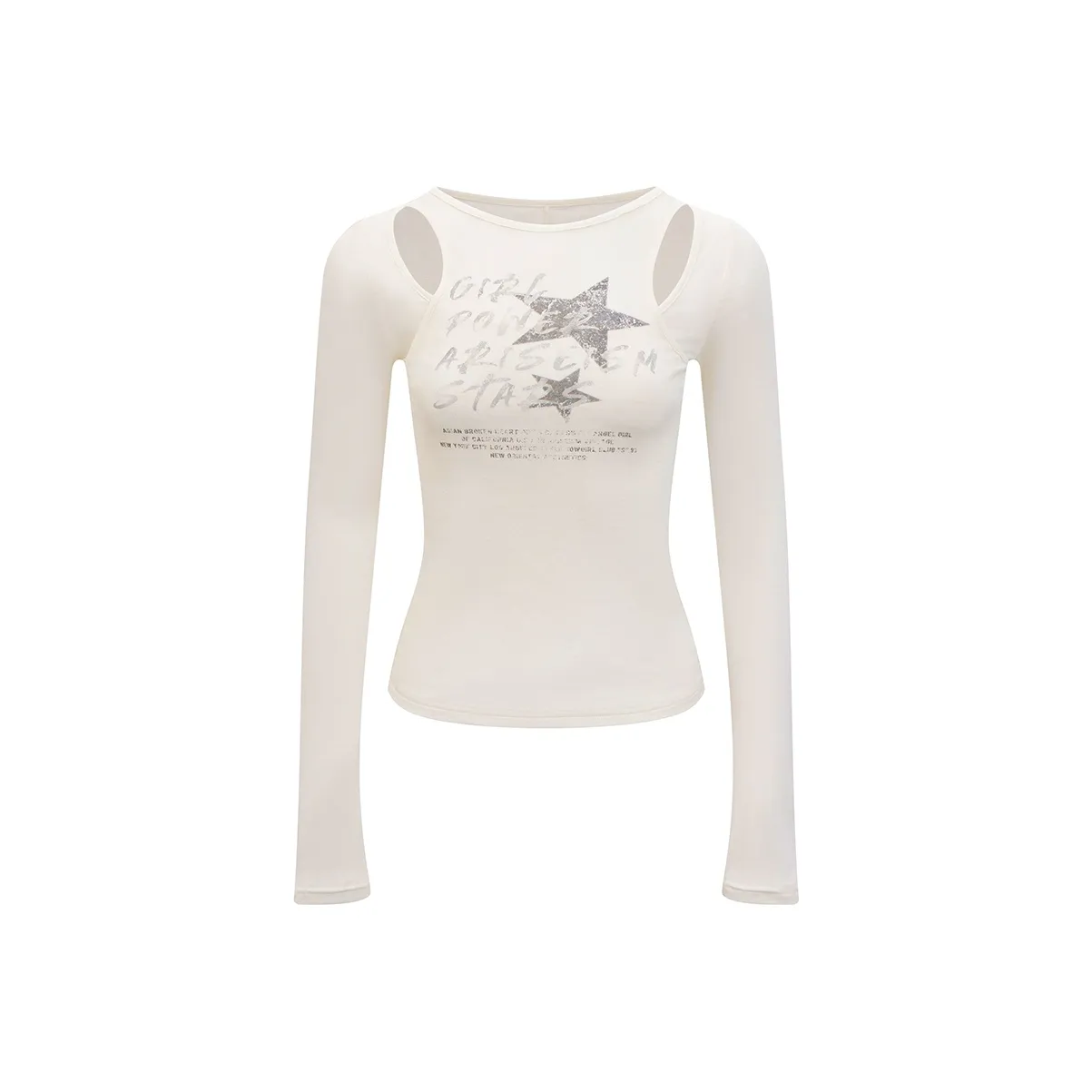 Ariseism Дизайн Inspired Пять Угловых Звезд Вырез Длинный Рукав Т-Рубашка Для Женщин Осенний Облегающий крой Топ Женские