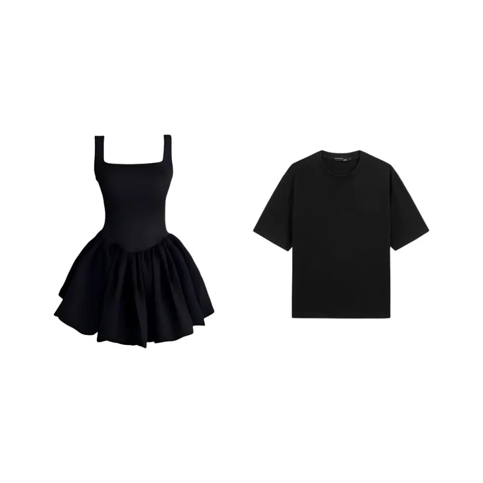 QYPRF Одежда для пары Мужской топ + Женские Платье Женские парные комплекты