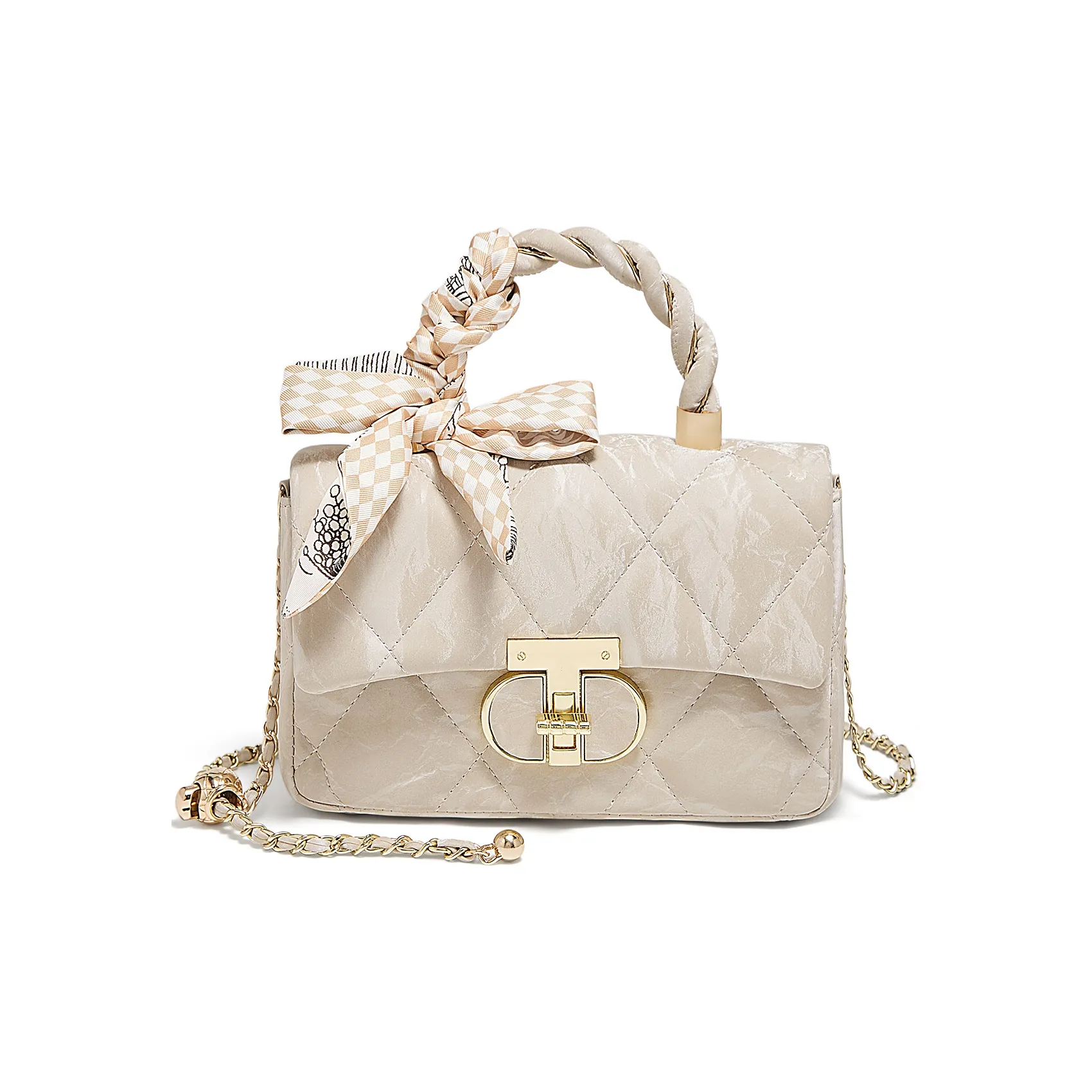 MARINO ORLANDI Синтетическая кожа Цепочка Сумка Стандартная Женская Серый Бежевый