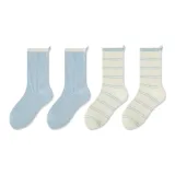 4팩 (2 밀크 블루 컬러 블록 + 2 크림 스트라이프 패턴)