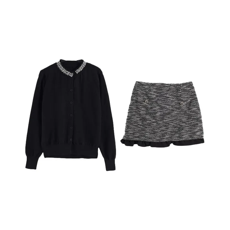 MEANALOT Черный топ + Юбка Женские Комплекты с юбкой