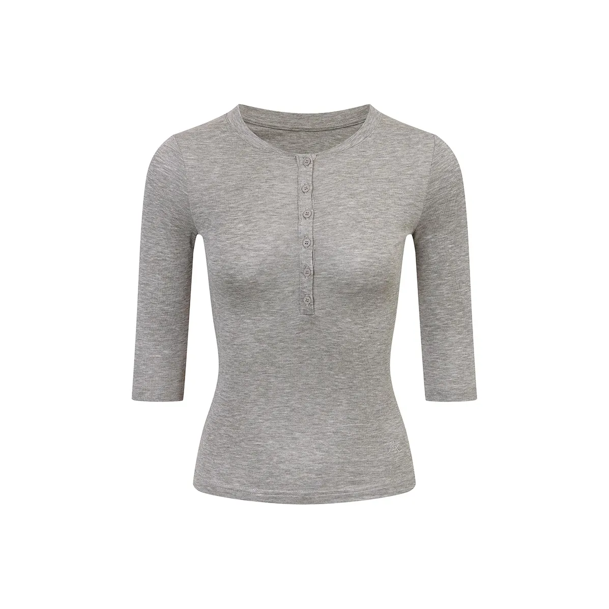 Ariseism MID Длинный рукав Воротник Генри Рубашка с длинным рукавом для женщин Осенний облегающий крой Топ для женщин