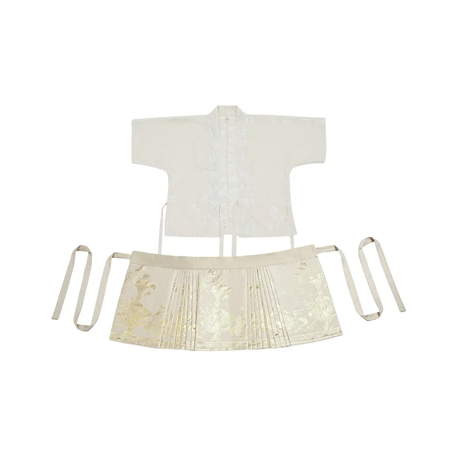 SONDR Абрикосовый топ + Золотая китайская юбка с узором "конское лицо" Женские комплекты с юбкой