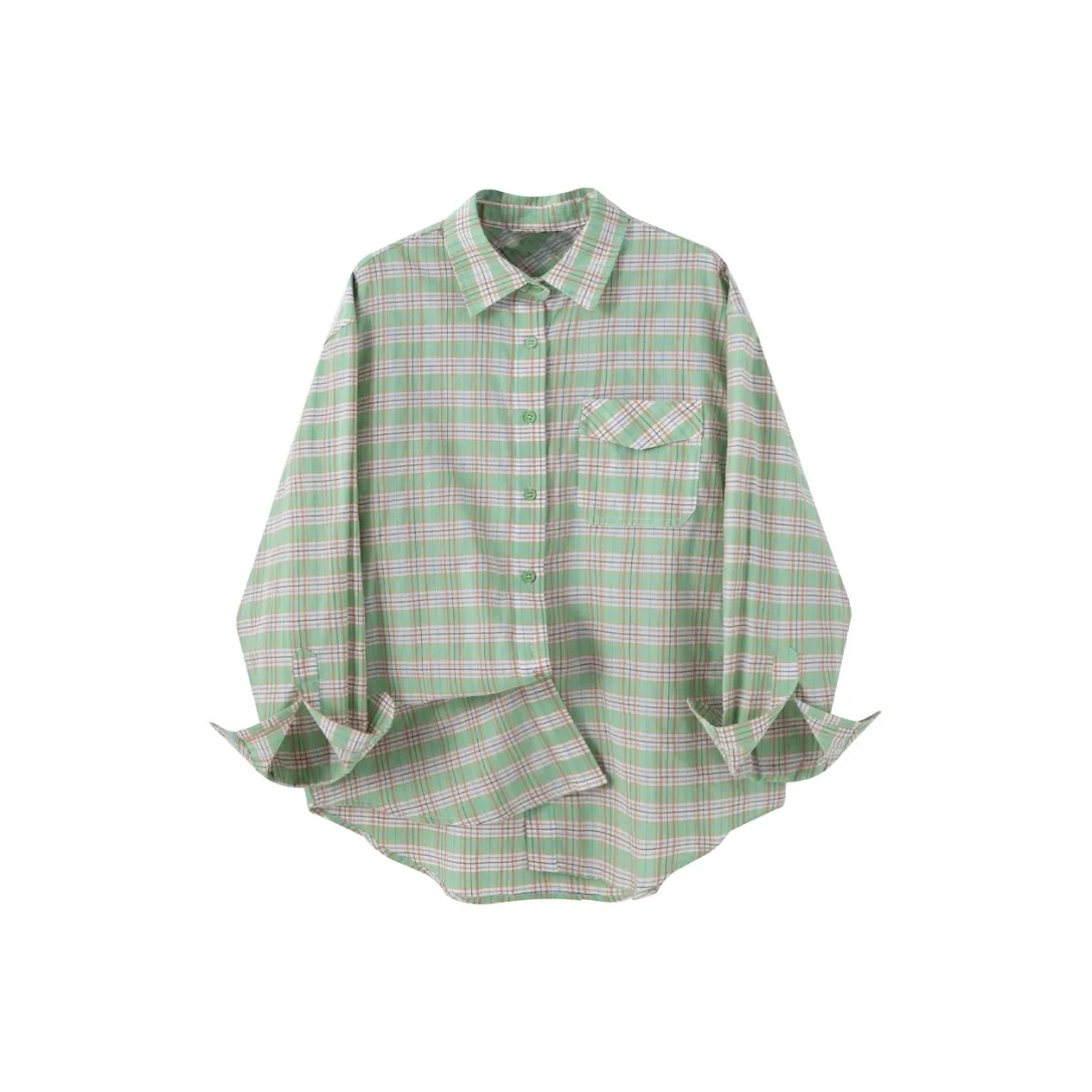 MTHE Клетчатый Рубашка Женские Рубашки