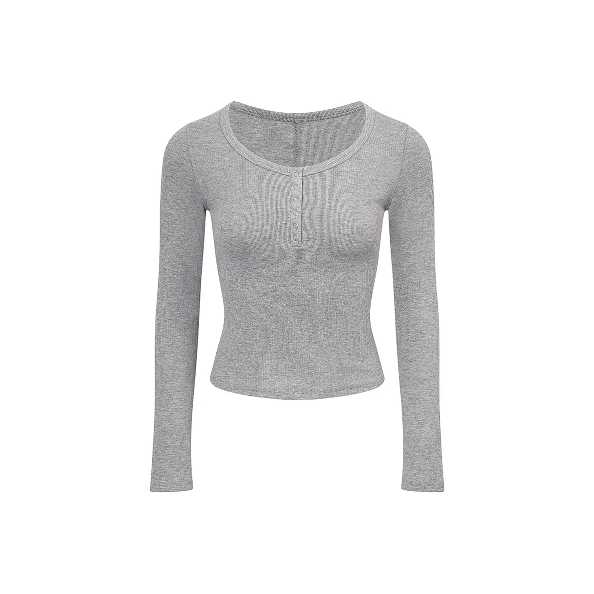 Ariseism Генри Воротник Длинный Рукав Рубашка Для Женщин Осенний Облегающий крой Топ Женские