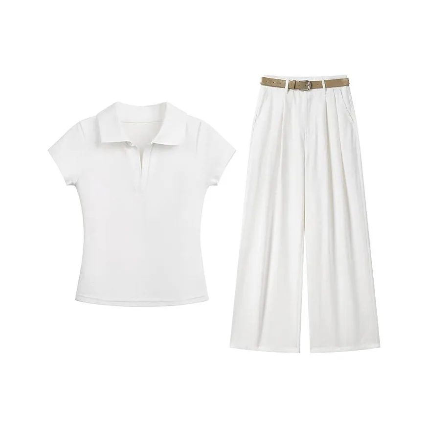 MARIE·COCO Белый топ + Брюки Женские Повседневные костюмы