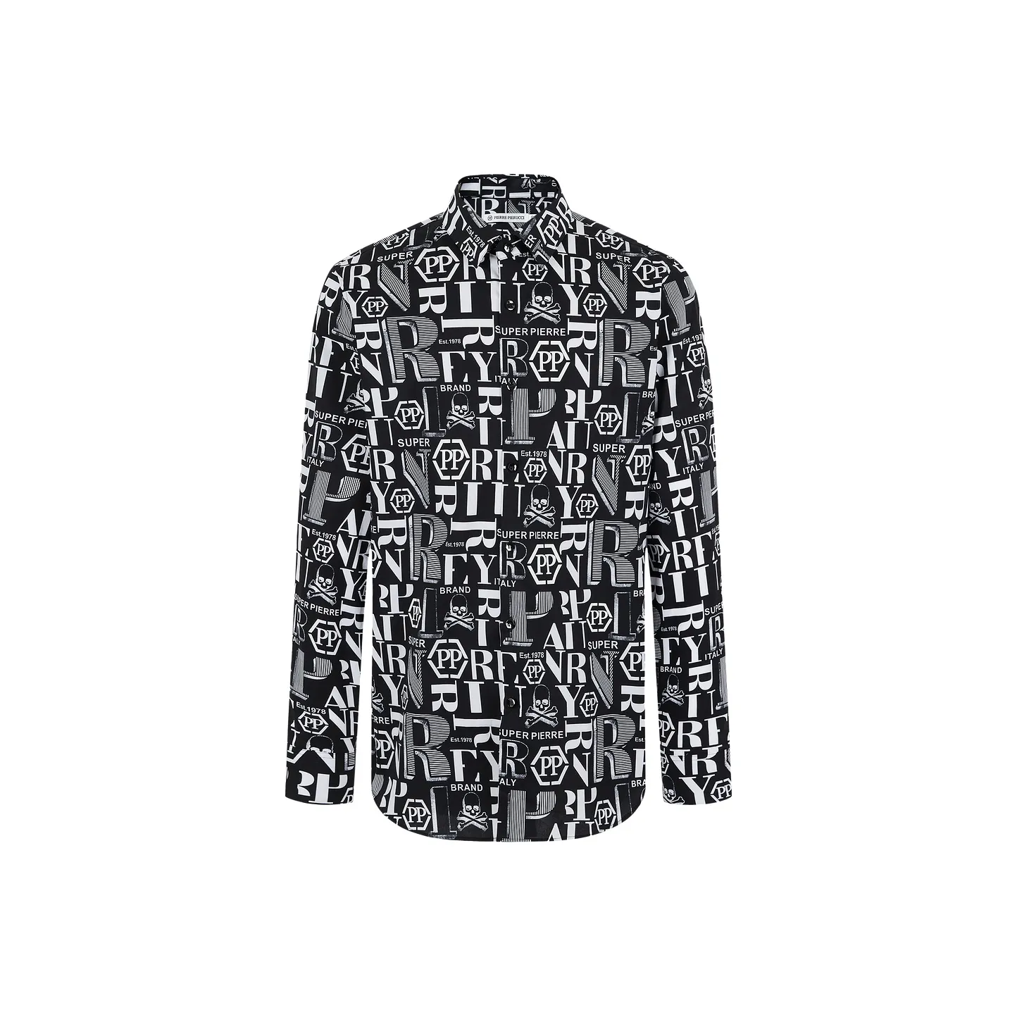 PP PIERRE PIERUCCI Мужская рубашка с черным цветочным принтом