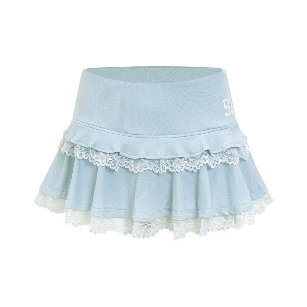 Ariseism Кружево Плиссированные Повседневные Короткие Юбки Женские AUTUMN Женские