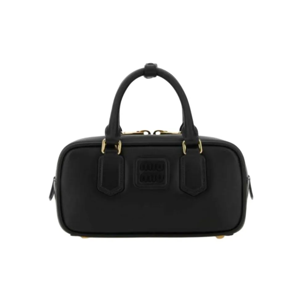 MIU MIU Arcadie Series Leather Bowling Bag, Handbag Regular Women's Black