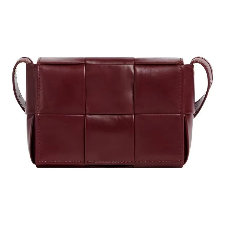 Bottega Veneta CASSETTE Waxed Leather Shoulder Bag Crossbody Bag Mini Men's Burgundy