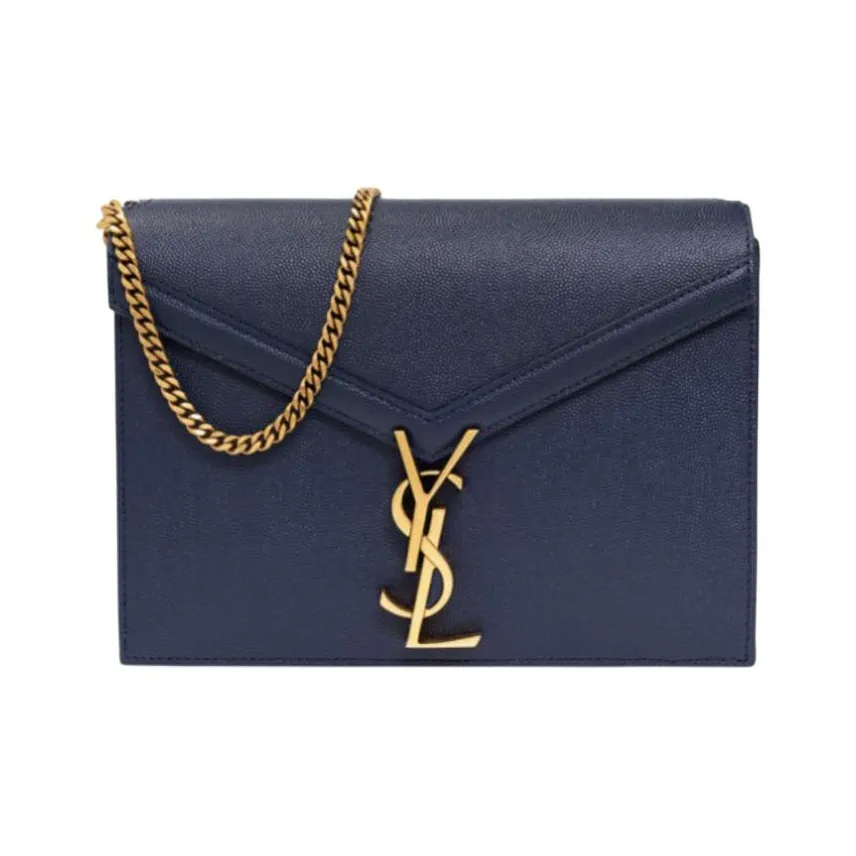 SAINT LAURENT CASSANDRA Calfskin Crossbody Bag, Shoulder Bag Women's Marine Blue