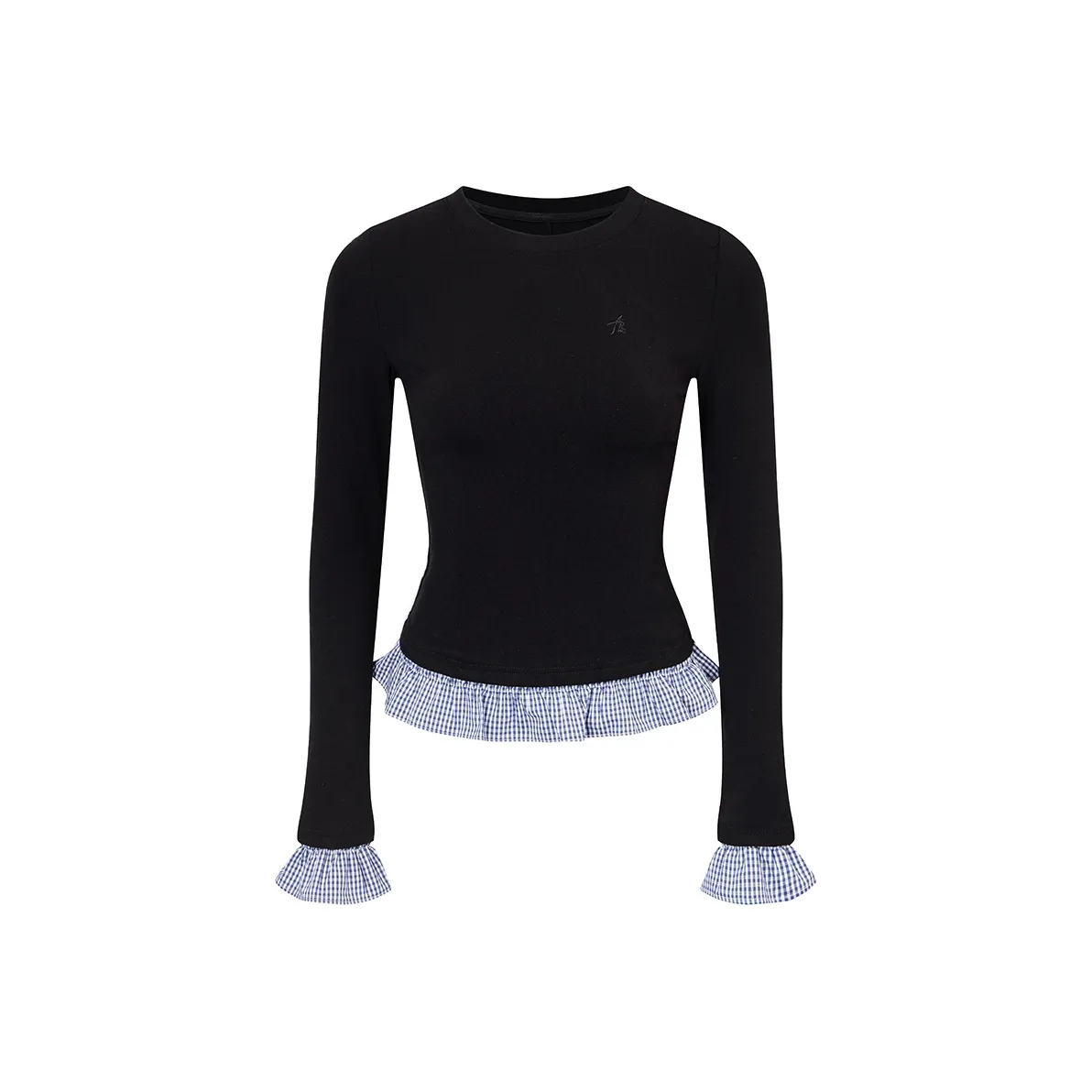 Ariseism Стандартный Дизайн Пэчворк Mock Два предмета Многоцветный Длинный С рукавами Женский Осенний Облегающий крой Топ Женский