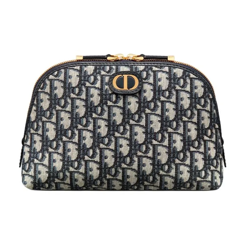 DIOR 30 Montaigne Fabric Clutch, Toiletry Bag, Storage Bag, Makeup Bag Women's Denim Blue