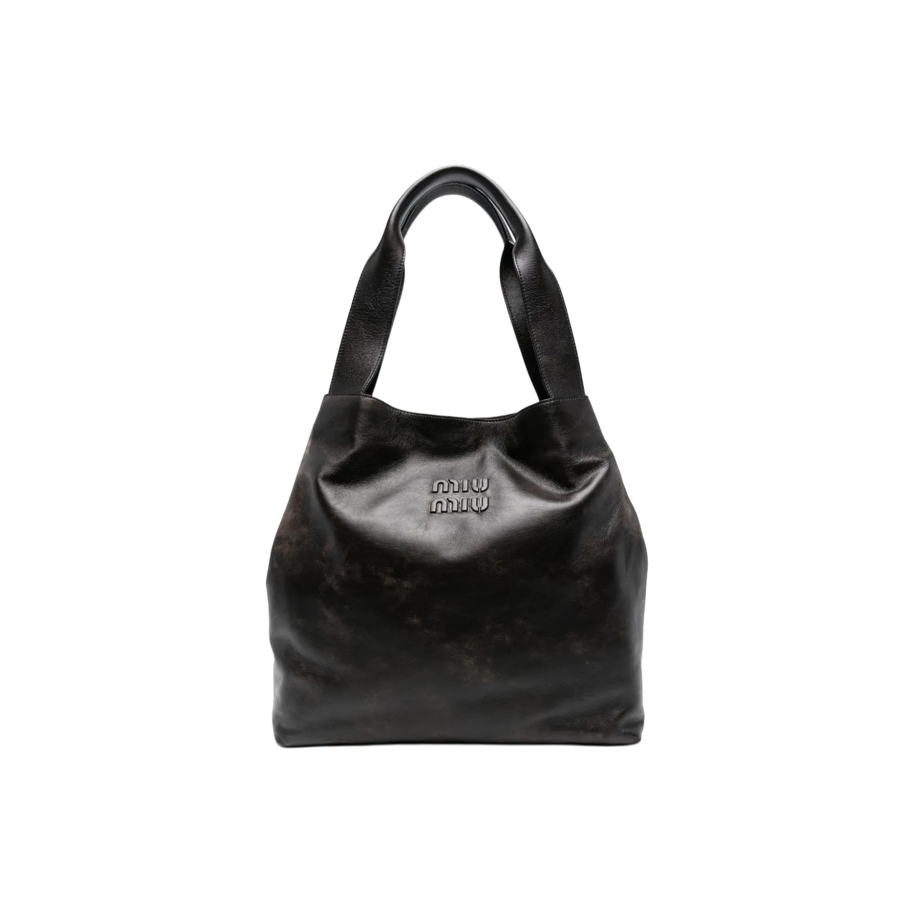 MIU MIU Calf Leather Tote Bag One Size Women's Brown