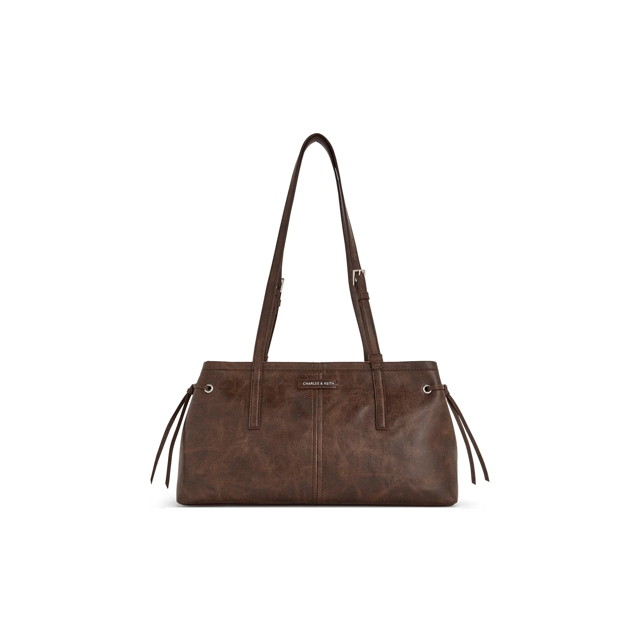 CHARLES KEITH ПУ (полиуретан) Сумка через плечо Средняя Женская Потертый Кофейный Черный