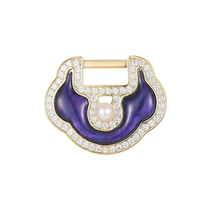 Фиолетовый медный сплав броши женские